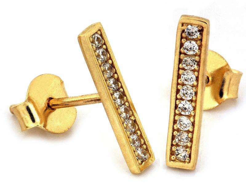 Kolczyki złote kreseczki przecinki na sztyfcie NZK17855