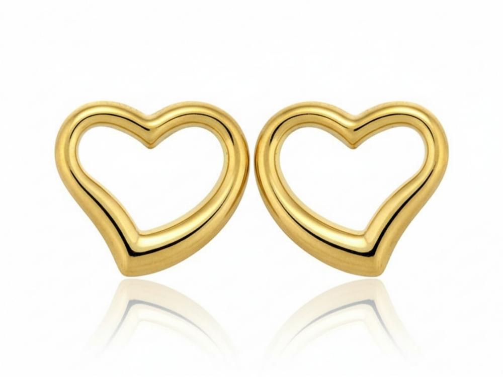 Kolczyki złote serca na sztyfcie NZK18866