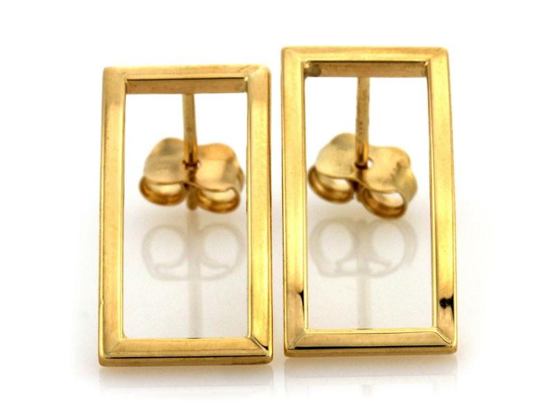 Kolczyki złote prostokąty kontur na sztyfcie NZK17920
