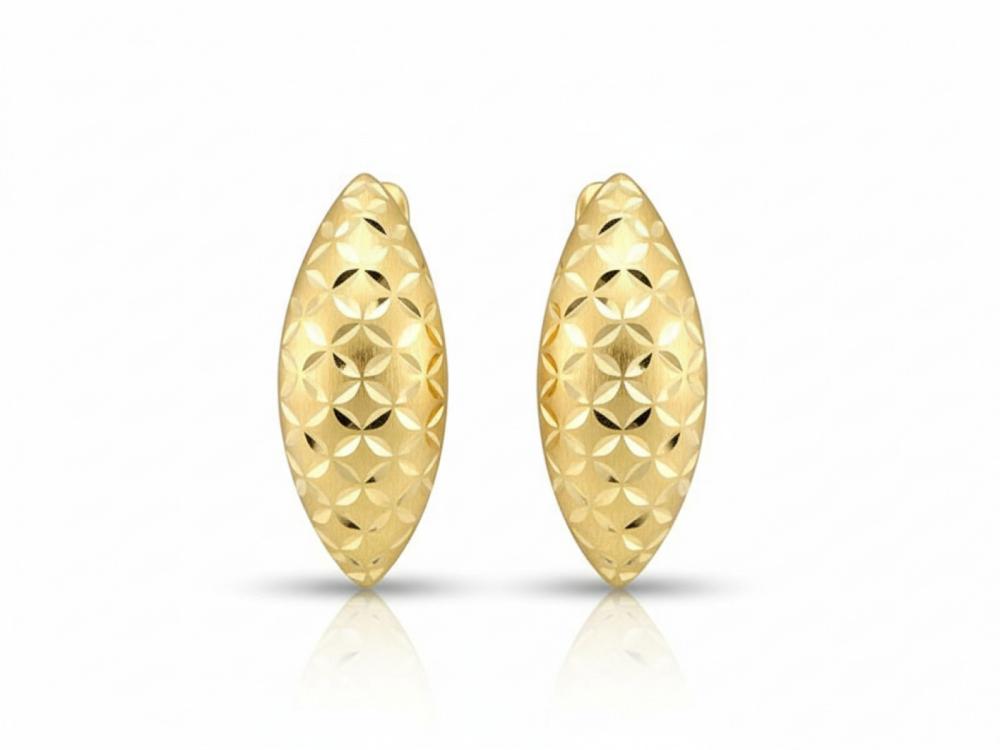 Kolczyki złote diamentowane blaszki angielskie zapięcie NZK18881