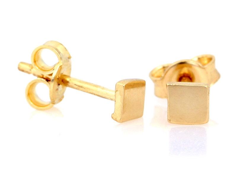 Kolczyki złote kwadraciki na sztyfcie NZK17860