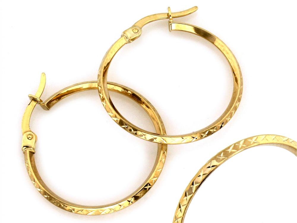 Kolczyki złote diamentowane kółka angielskie zapięcie NZK18873