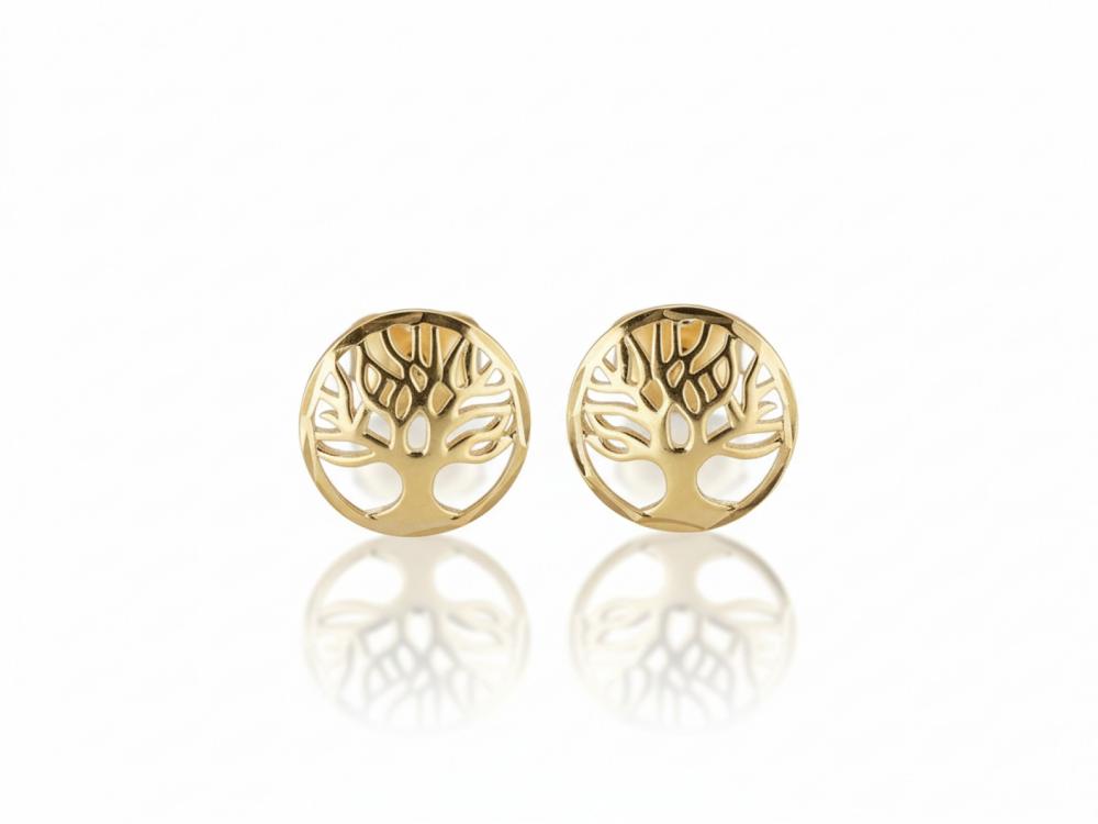 Kolczyki złote drzewka szczęścia na sztyfcie NZK18877