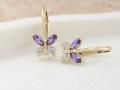 Kolczyki złote 375 9 karat na angielskim zapięciu motylki z fioletowymi cyrkoniami NZK17858.1.jpg