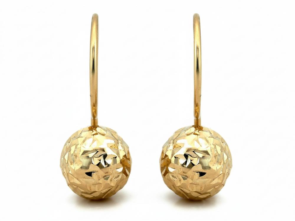 Kolczyki złote diamentowane kuleczki na biglu NZK18869