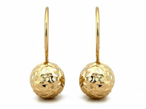 Kolczyki złote 375 9 karat kulki diamentowane na biglu NZK18869.jpg
