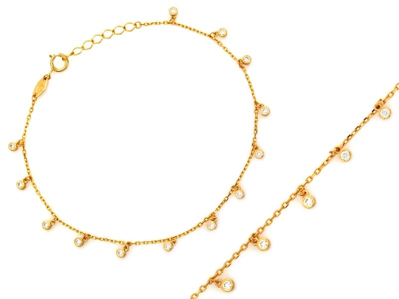 Bransoletka złota z diamentowanymi kuleczkami NZB17895