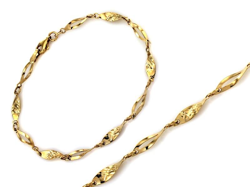 Bransoletka złota skręcane blaszki efektowny wzór NZB17909