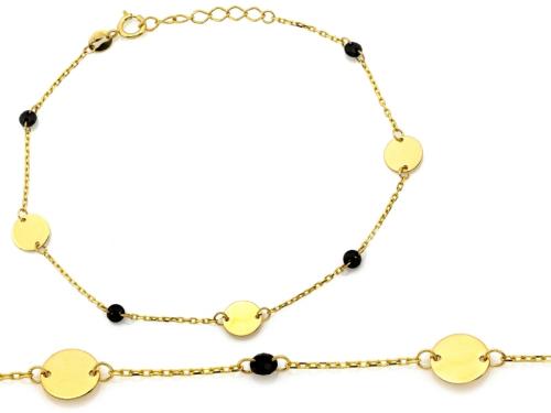 Bransoletka złota 375 9 karat z blaszkami i czarnymi oczkami NZB17890.jpg