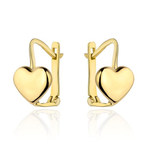 Kolczyki złote 585 14 karat na angielskim zapięciu serca gładkie ZK17826.jpg