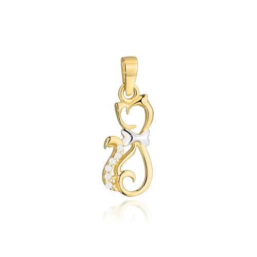 Zawieszka złota 585 14 karat kot kotek  z cyrkoniami ZZ19010.jpg