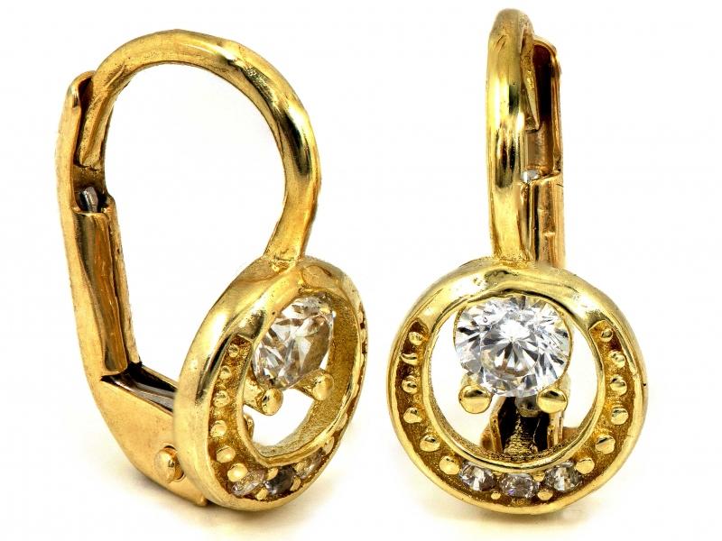 Kolczyki złote z biała cyrkonią idealne dla dziewczynki angielskie zapięcie NZK17868