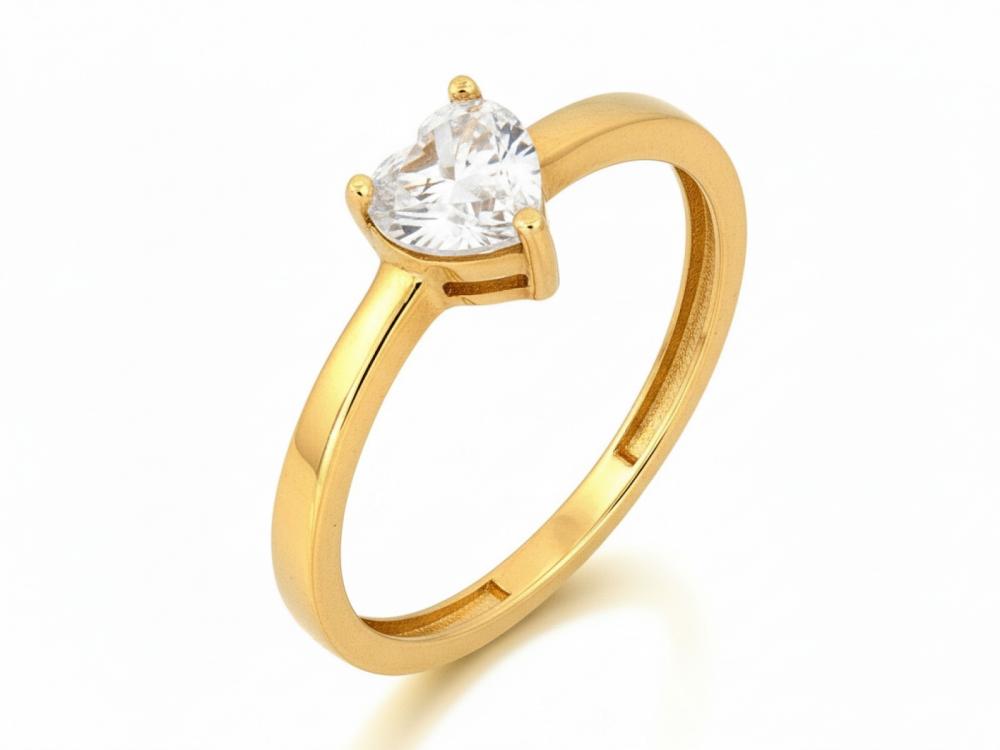 Pierścionek złoty z białą cyrkonią w kształcie serca idealny na zaręczyny ZP19082