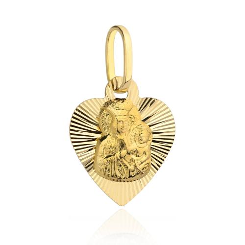 Zawieszka złota 585 14 karat medalik Matka Boska w sercu diamentowanym ZZ19084.jpg