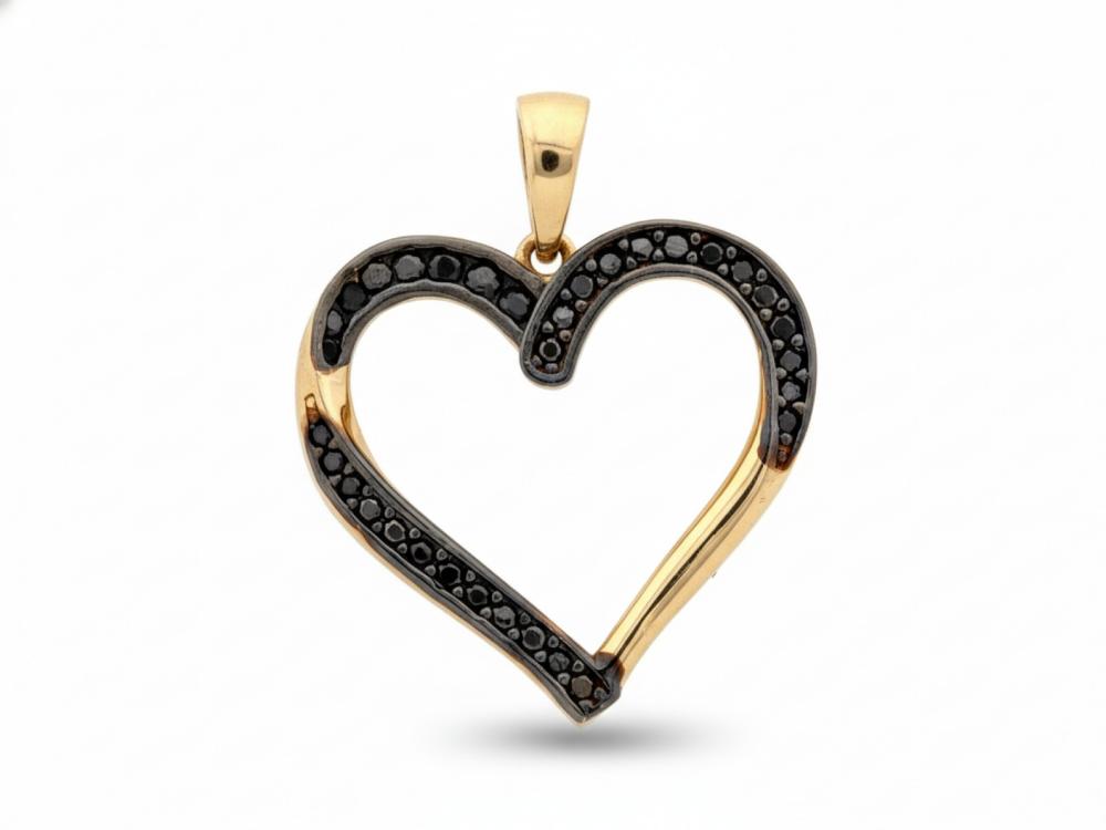 Zawieszka złota serce z czarnymi cyrkoniami NZZ19102