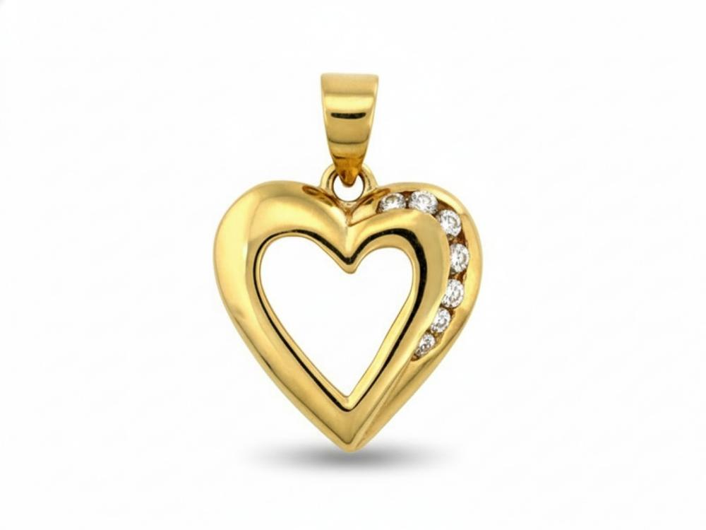 Zawieszka złota serce z białymi cyrkoniami NZZ19110