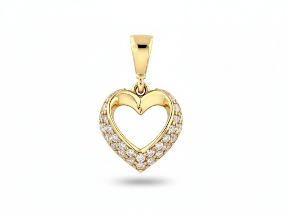 Zawieszka złota serce z białymi cyrkoniami NZZ19109