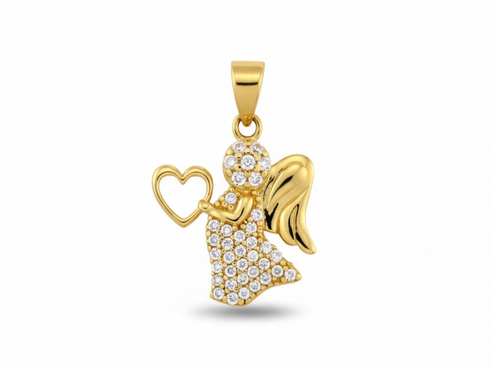 Zawieszka złota aniołek z cyrkoniami NZZ19106