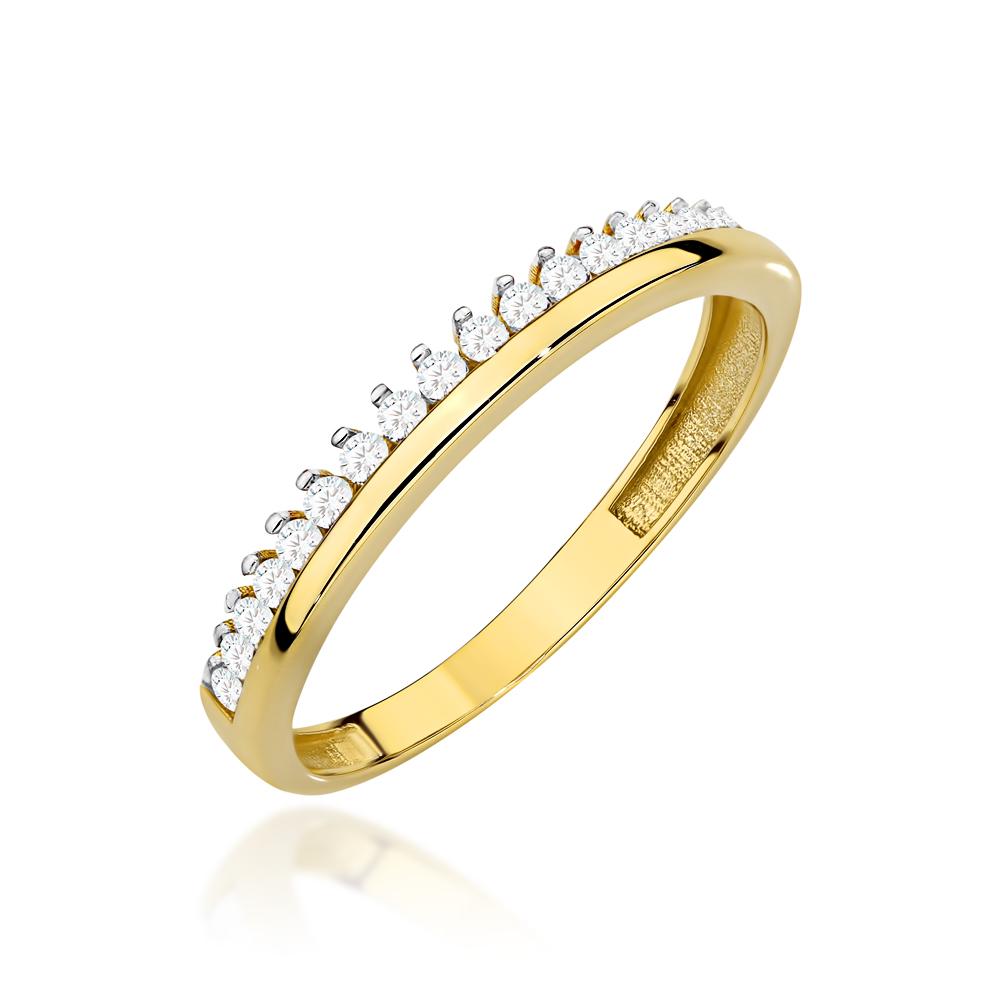 Pierścionek złoty z rzędem białych cyrkonii ZP19120
