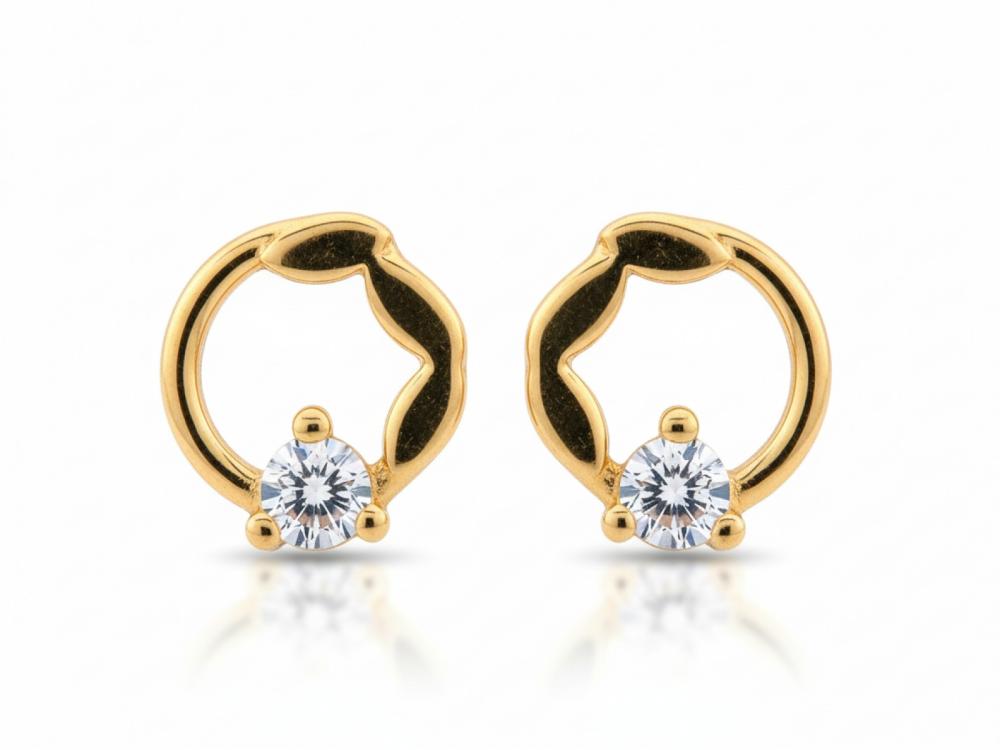 Kolczyki złote kółeczka z białą cyrkonią na sztyfcie ZK19408