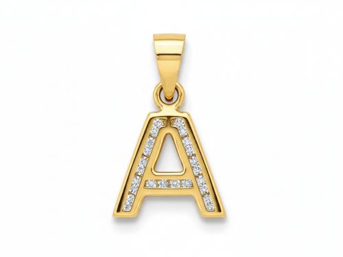 Zawieszka złota 585 14 karat literka litera A z cyrkoniami ZZ19512.jpg