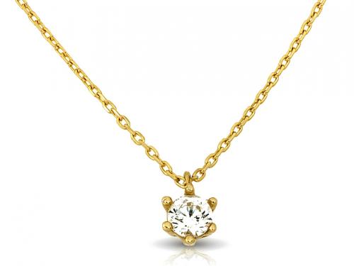 Naszyjnik złoty 585 14 karat cyrkonia w sześciu łapkach elegancki ZN19510.jpg