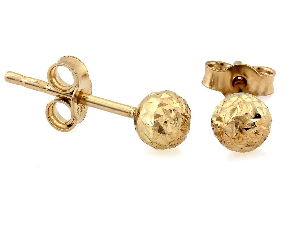 Kolczyki złote diamentowane kuleczki 4mm NZK19796