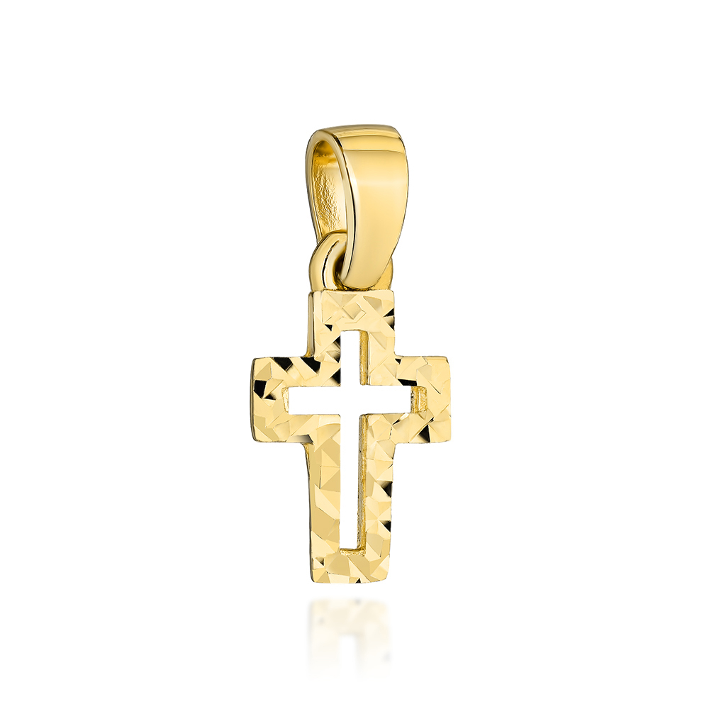 Zawieszka złota diamentowany krzyżyk kontur ZZ20128