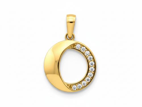Zawieszka złota 585 14 karat okrągła z cyrkoniami półksiężyc ZZ20002.jpg