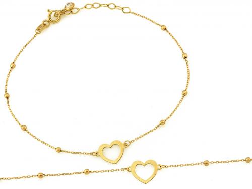 Bransoletka złota 585 14 karat serce i kulki ZB20307.jpg
