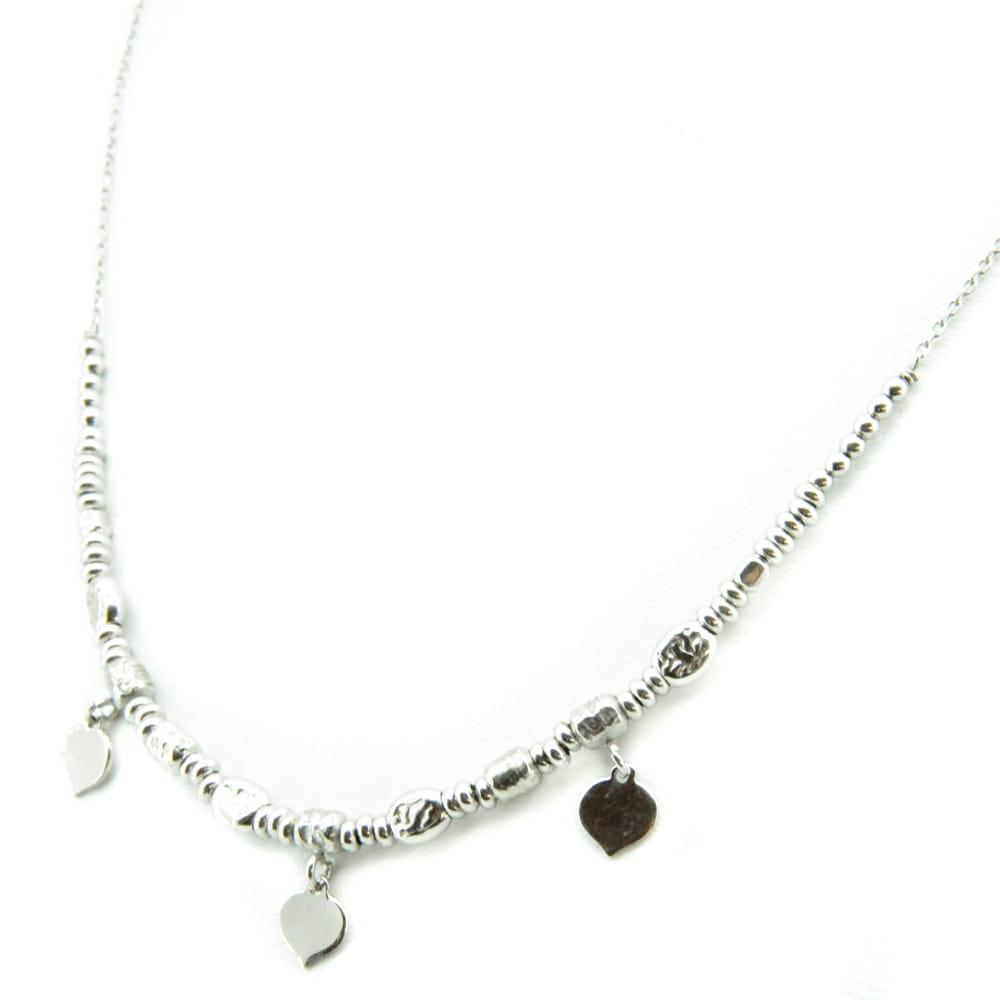 Naszyjnik srebrny efektowny z wiszącymi serduszkami SN1068