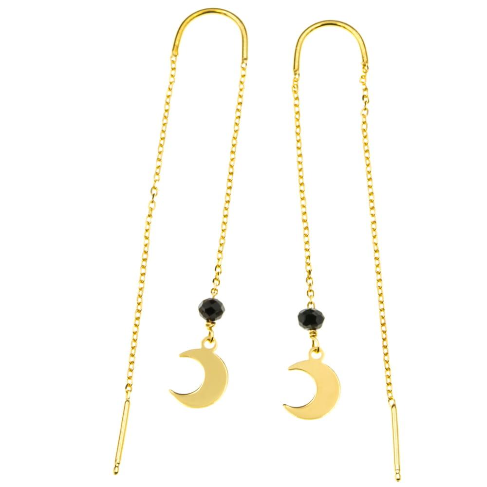 Kolczyki srebrne pozłacane wiszące księżyce SK4706