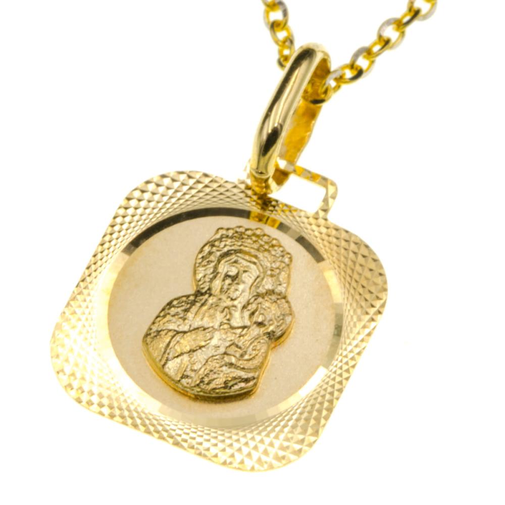 Zawieszka złota kwadratowy medalik Matka Boża ZZ5555