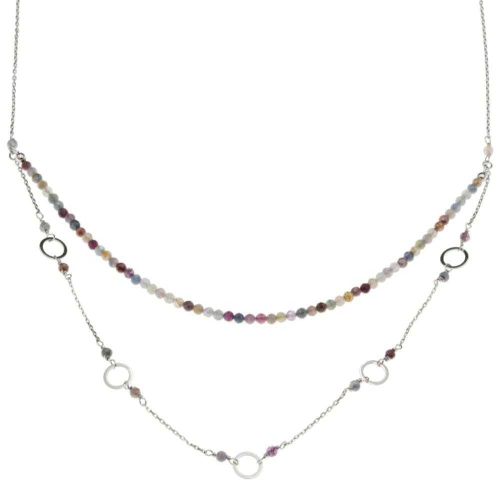 Naszyjnik srebrny z szafirem i rubinem SN5909