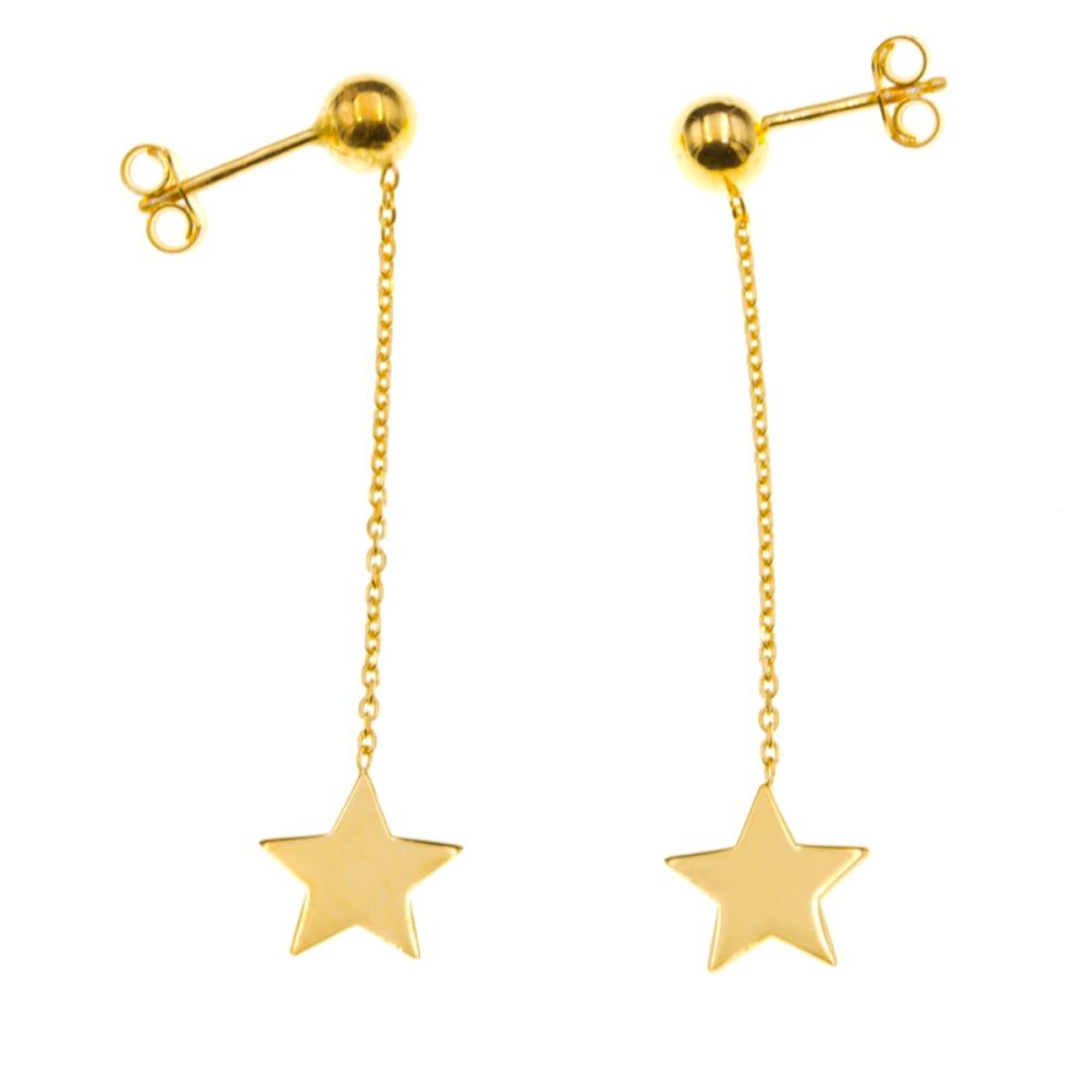 Kolczyki srebrne gwiazdki pozłacane SK5295