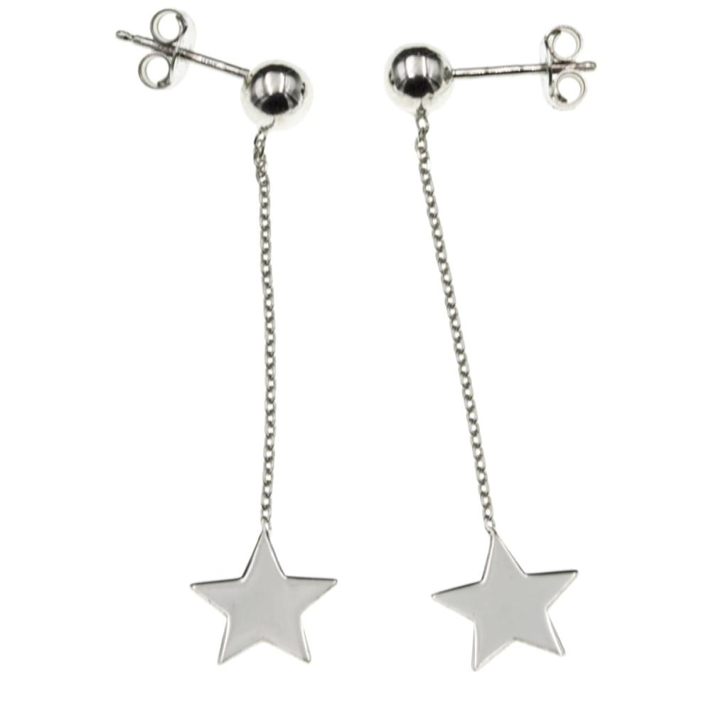 Kolczyki srebrne wiszące gwiazdki z kulką SK5291