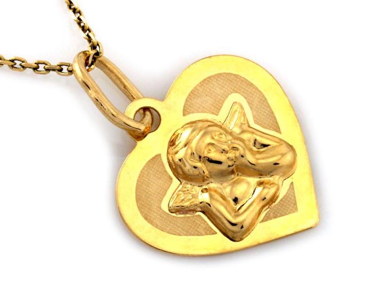 Zawieszka złota aniołek w serduszku ZZ3184