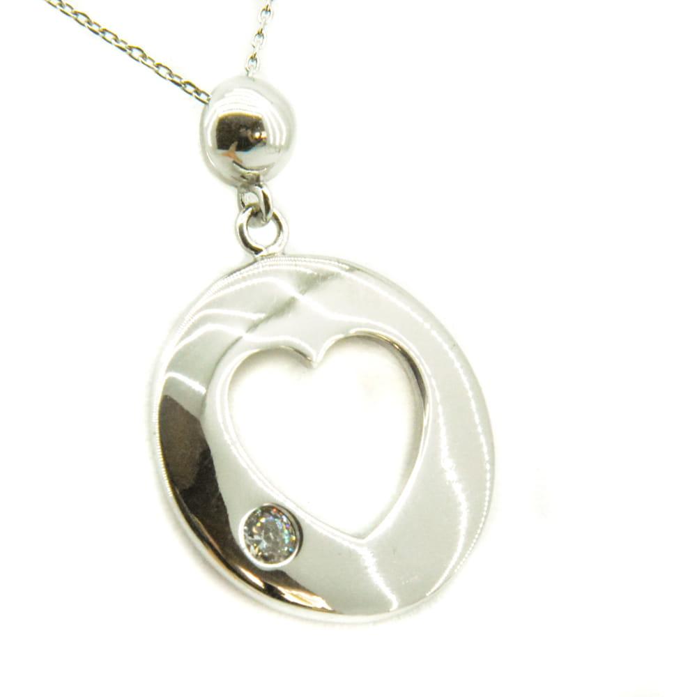 Zawieszka srebrna serce w kółku z białą cyrkonią idealny prezent na walentynki SZ1532